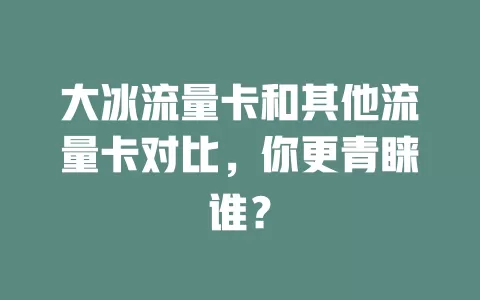 大冰流量卡和其他流量卡对比，你更青睐谁？