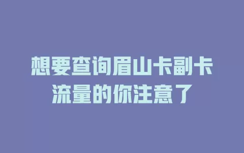 想要查询眉山卡副卡流量的你注意了