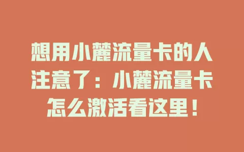 想用小麓流量卡的人注意了:小麓流量卡怎么激活看这里!
