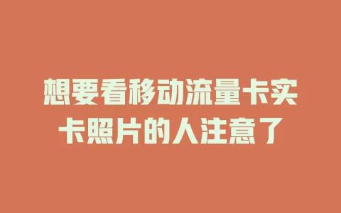 想要看移动流量卡实卡照片的人注意了
