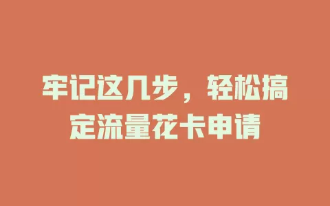 牢记这几步，轻松搞定流量花卡申请