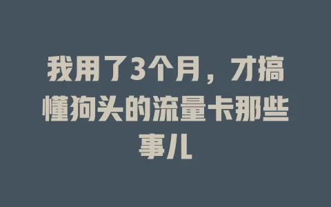 我用了3个月，才搞懂狗头的流量卡那些事儿