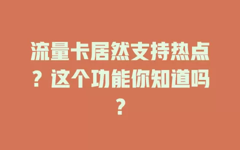 流量卡居然支持热点？这个功能你知道吗？