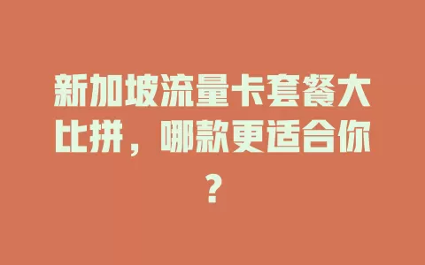 新加坡流量卡套餐大比拼，哪款更适合你？