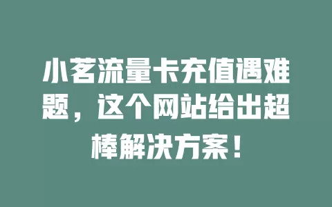 小茗流量卡充值遇难题，这个网站给出超棒解决方案！
