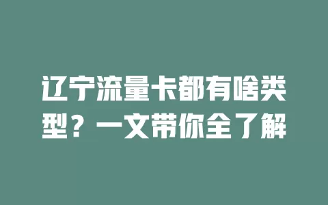 辽宁流量卡都有啥类型？一文带你全了解