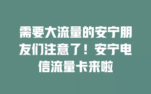 需要大流量的安宁朋友们注意了！安宁电信流量卡来啦