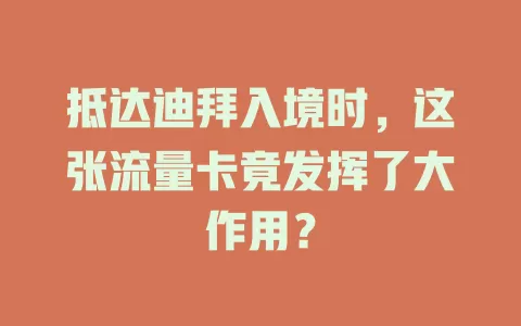 抵达迪拜入境时,这张流量卡竟发挥了大作用?