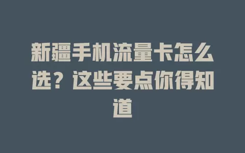 新疆手机流量卡怎么选？这些要点你得知道