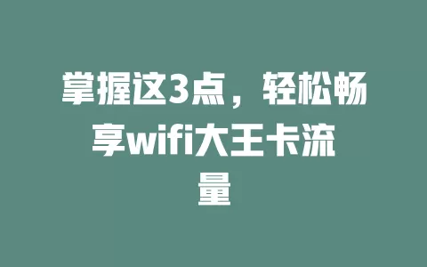 掌握这3点，轻松畅享wifi大王卡流量