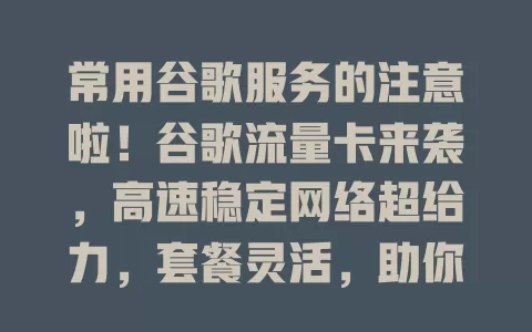 常用谷歌服务的注意啦！谷歌流量卡来袭，高速稳定网络超给力，套餐灵活，助你畅享谷歌世界