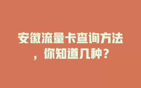安徽流量卡查询方法，你知道几种？