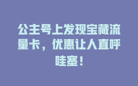 公主号上发现宝藏流量卡，优惠让人直呼哇塞！