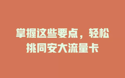 掌握这些要点，轻松挑同安大流量卡