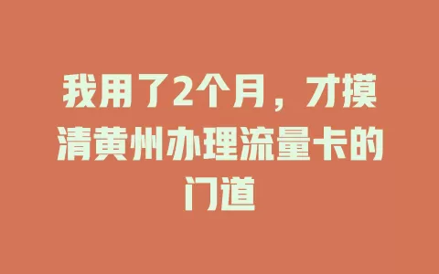 我用了2个月，才摸清黄州办理流量卡的门道