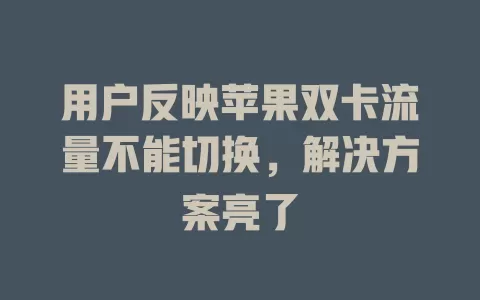 用户反映苹果双卡流量不能切换，解决方案亮了