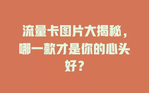 流量卡图片大揭秘，哪一款才是你的心头好？
