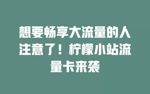 想要畅享大流量的人注意了！柠檬小站流量卡来袭