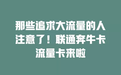 那些追求大流量的人注意了！联通奔牛卡流量卡来啦