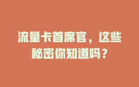 流量卡首席官，这些秘密你知道吗？