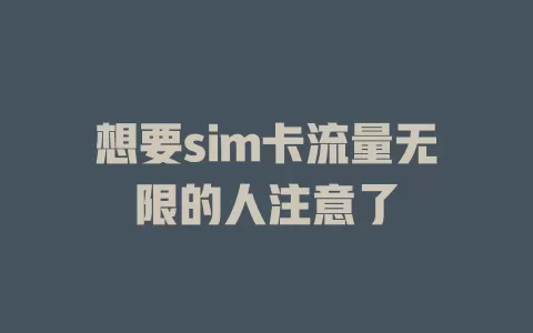 想要sim卡流量无限的人注意了