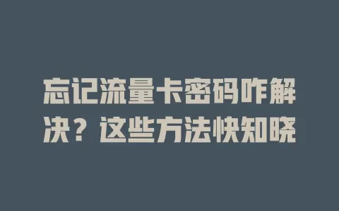 忘记流量卡密码咋解决？这些方法快知晓