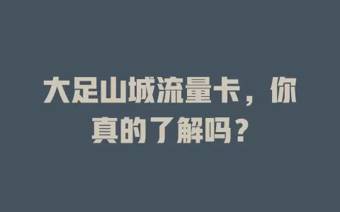 大足山城流量卡，你真的了解吗？