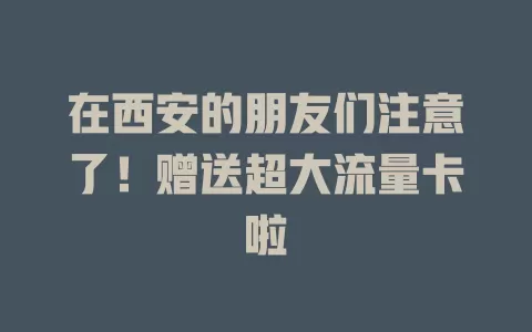 在西安的朋友们注意了！赠送超大流量卡啦