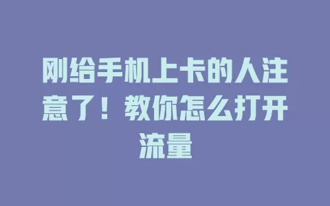 刚给手机上卡的人注意了！教你怎么打开流量