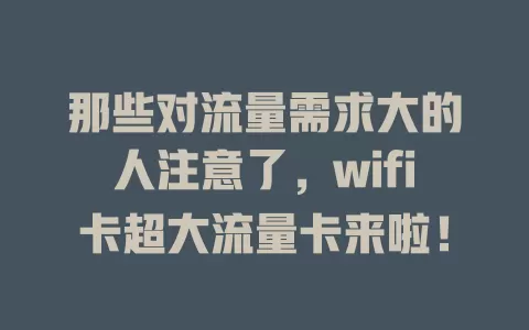那些对流量需求大的人注意了，wifi卡超大流量卡来啦！