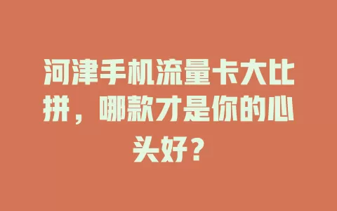 河津手机流量卡大比拼，哪款才是你的心头好？