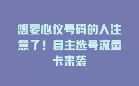想要心仪号码的人注意了！自主选号流量卡来袭