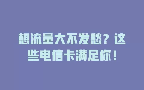 想流量大不发愁？这些电信卡满足你！