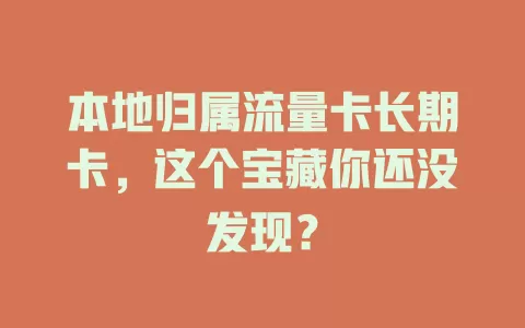 本地归属流量卡长期卡，这个宝藏你还没发现？