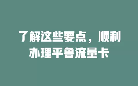 了解这些要点，顺利办理平鲁流量卡