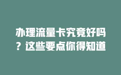 办理流量卡究竟好吗？这些要点你得知道
