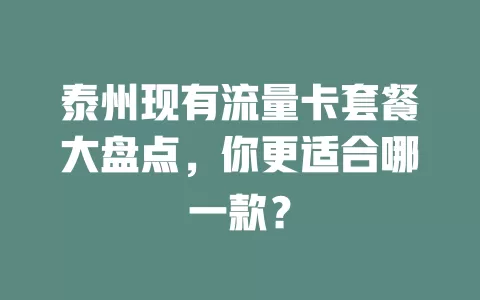 泰州现有流量卡套餐大盘点，你更适合哪一款？