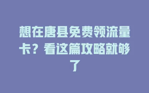 想在唐县免费领流量卡？看这篇攻略就够了