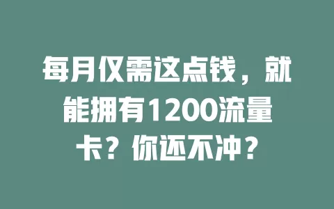 每月仅需这点钱，就能拥有1200流量卡？你还不冲？