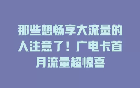 那些想畅享大流量的人注意了！广电卡首月流量超惊喜
