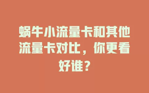 蜗牛小流量卡和其他流量卡对比,你更看好谁?