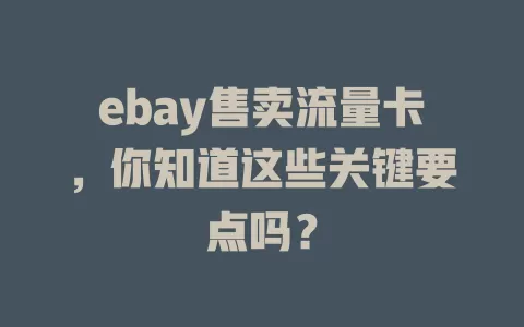 ebay售卖流量卡，你知道这些关键要点吗？