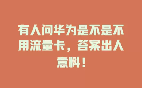 有人问华为是不是不用流量卡，答案出人意料！