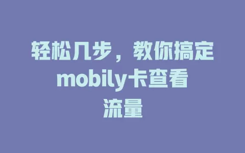 轻松几步，教你搞定mobily卡查看流量