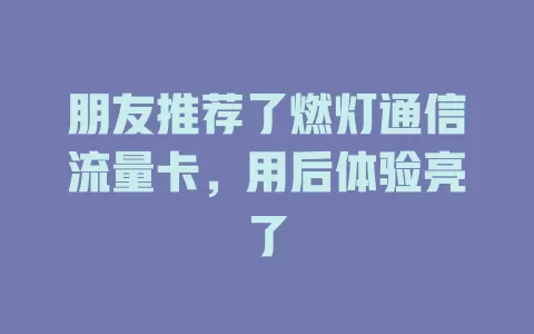 朋友推荐了燃灯通信流量卡，用后体验亮了