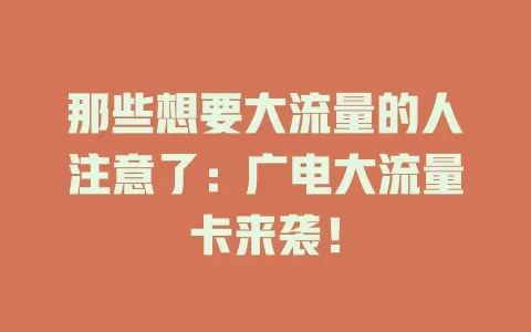 那些想要大流量的人注意了：广电大流量卡来袭！