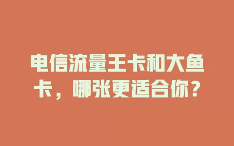 电信流量王卡和大鱼卡，哪张更适合你？