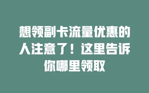 想领副卡流量优惠的人注意了！这里告诉你哪里领取