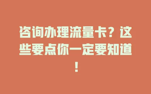 咨询办理流量卡？这些要点你一定要知道！