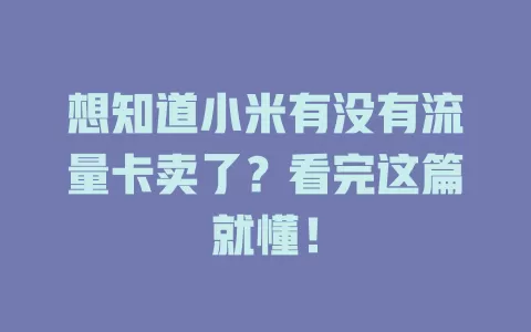 想知道小米有没有流量卡卖了？看完这篇就懂！